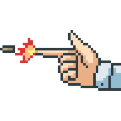 vector pixel art hand gun