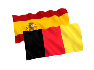 Flags of Belgium and Spain on a white background