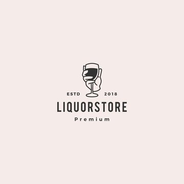 liquor store shop cafe beer wine logo vector icon illustration