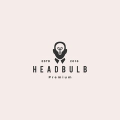 human head bulb lamp idea think logo vector icon illustration