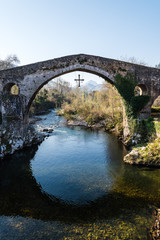 Old Roman stone bridge in Cangas de Onis