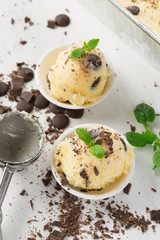 Vanilla Ice Cream With Chocolate and Mint