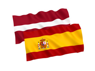 Flags of Spain and Latvia on a white background
