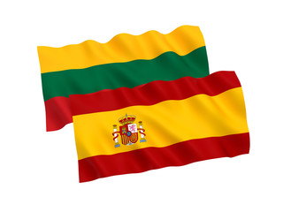 Flags of Spain and Lithuania on a white background
