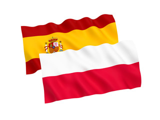 Flags of Poland and Spain on a white background