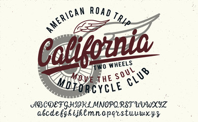 California. Vintage brush script. Handmade font. Retro Typeface. Vector font illustration.	