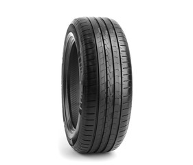 Car tire on white background