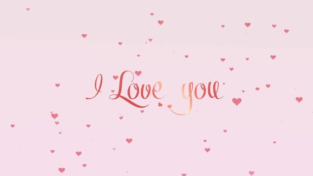 I love you Love confession. Valentine's Day lettering, isolated on white background, which is bedecked with little cute red hearts. Share love. Zoom. Action. Animation. 4K.