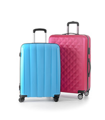 Suitcases on white background