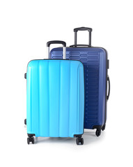 Suitcases on white background