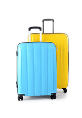Suitcases on white background