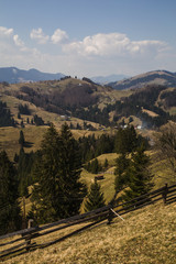 Naklejka premium Sunny landscape in wild mountains