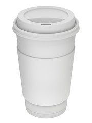 Clay render of take-out coffee in thermo cup with the lid - 3D illustration