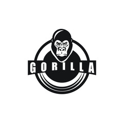 GORILA Logo Design Stamp Label Vector. Angry Gorilla Logo Design Template Vintage Silhouette black	