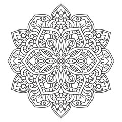 Black and white mandala vector isolated on white. Vector hand drawn circular decorative element.