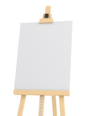 Empty wooden easel (empty canvas) isolated on white	