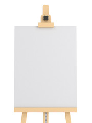 Empty wooden easel (empty canvas) isolated on white	