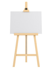 Empty wooden easel (empty canvas) isolated on white 