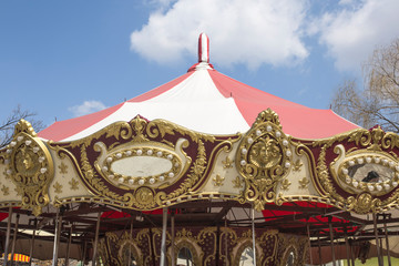 merry-go-round wooden horses. ride a carousel