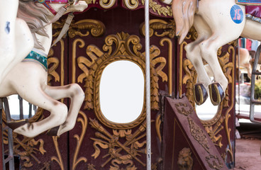 merry-go-round wooden horses. ride a carousel