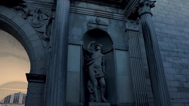 Statue in castle wall with glidecam gimbal.