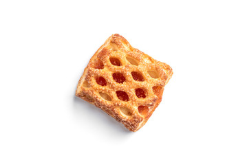 Puff pastry with apple isolated on white background.