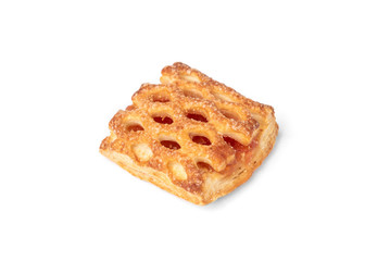 Puff pastry with apple isolated on white background.