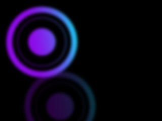 Blurred neon ring on black backdrop, abstract background