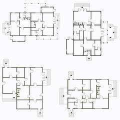 Architectural blueprint in top view background. Vector technical project background illustration