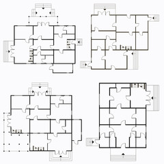 Architectural blueprint in top view background. Vector technical project background illustration