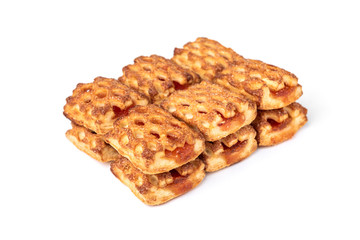 Puff pastry with apple isolated on white background.