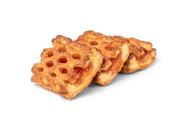 Puff pastry with apple isolated on white background.