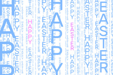 Happy Easter vertical word pattern in light blue and pink on white background