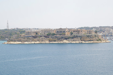 Panoramic view to Villa Bighi from Valletta, Malta