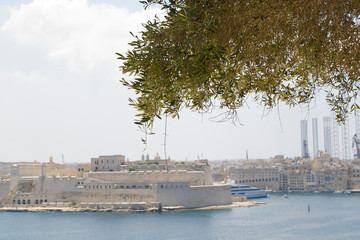 View of Fort Saint Angelo from Lower Barrakka Gardens Valletta, Malta.
