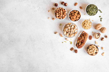 Various Nuts in bowls