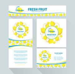 Template for brand Lemon fresh fruit company, factory of fresh juices, shop, bar. Design element for business card, banner, template, brochure template.
