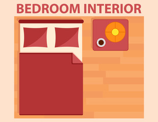 bedroom interior icon on flat design style