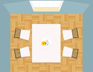 interior dining room illustration view from above