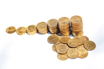 The concept of saving money set up on a white background.