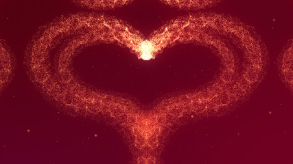 Beautiful flame-red heart. Valentine's Day heart made of red wine splash isolated on wine-red background. Share love.