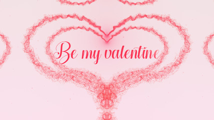 Be my Valentine Love confession. Valentine's Day heart made of pose pink splash isolated on light pink background. Share love.