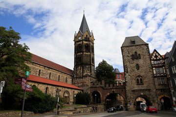 Nikolai church and Nikolai gate in Eisenach