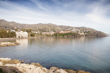 Fototapeta premium Looking across at the town of almunecar