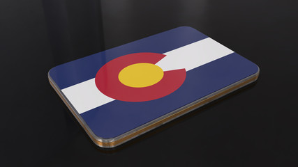 Colorado 3D glossy flag object isolated on black background.