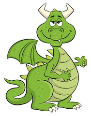sleepy smiling cartoon dragon