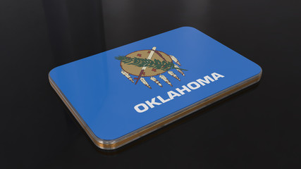 Oklahoma 3D glossy flag object isolated on black background.