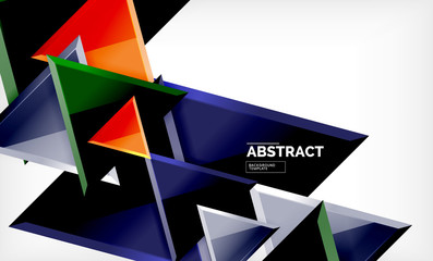 Flying triangles compostion geometric background