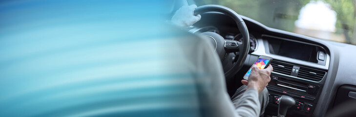 Road safety. panoramic banner