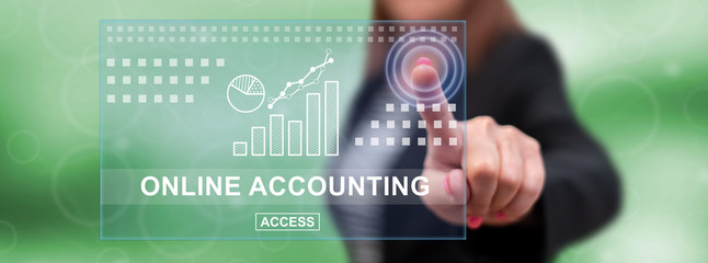 Woman touching an online accounting concept